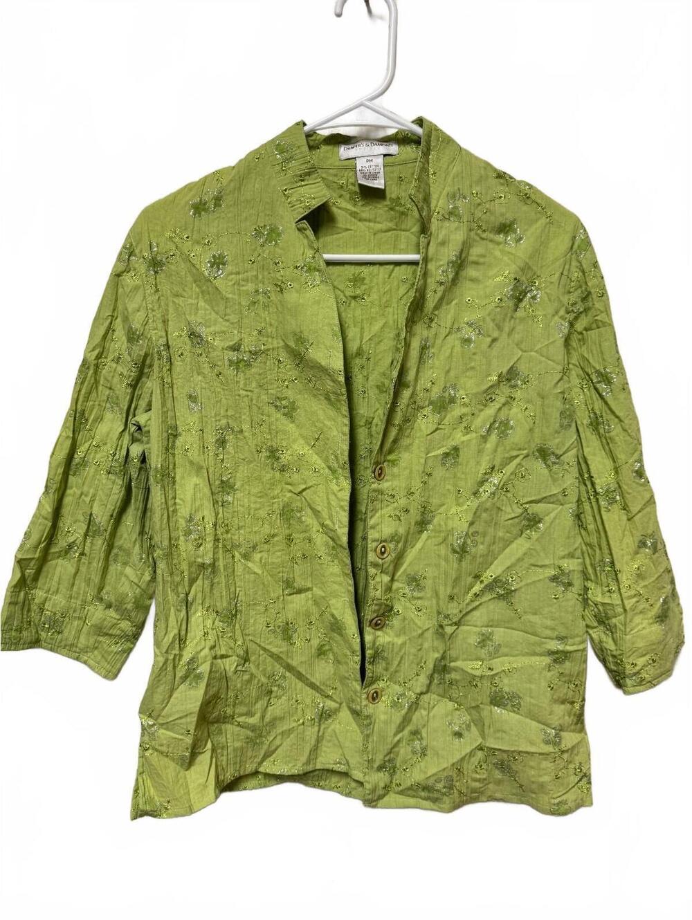 Draper's & Damon's Petites Embroidered Green Shirt Jacket PM